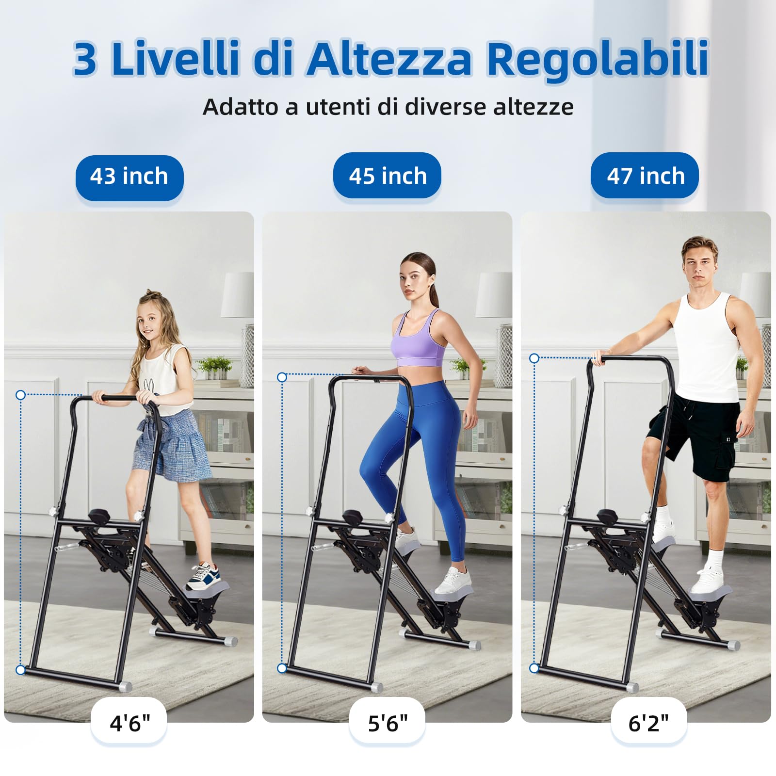 Stepper Fitness con Resistenza Regolabile a 3 livelli, Stair Stepper Vertical Climber, Pedale Portatile Pieghevole con Display LCD per la Palestra di Casa
