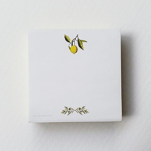 Miniatura 2 de Cubo de notas adhesivas de ramas de limón y olivo - 3 38 pulgadas x 3 38 pulgadas x 1 pulgada (3.386 in x 3.386 in x 0.984 in)