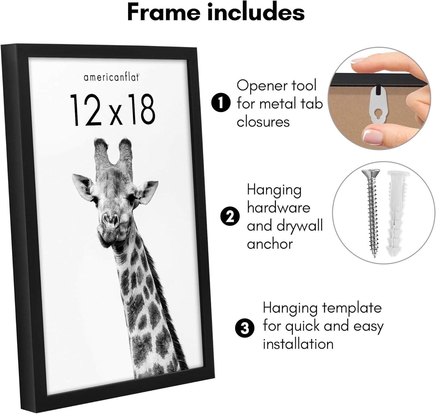 Americanflat 12x18 Poster Frame with Polished Plexiglass - Soho Collection - Gallery Style Deep Molding Picture Frames for Wall Display - Black