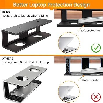 Under Desk Laptop Mount - Adjustable Laptop Holder, Under Table Notebook Tray | Space Saving Non-Slip Modem Mounting Bracket, Rotatable Laptop Mount, Ergonomic Laptop Undertable Holder Mount