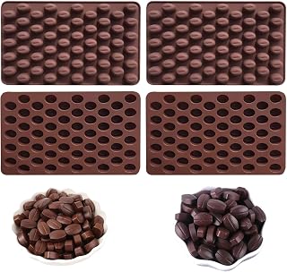 55 cavity mini coffee bean chocolate candy mold can be used to make chocolate, pralines, caramel cookies and other handmade candies to meet different creative needs (4pcs)