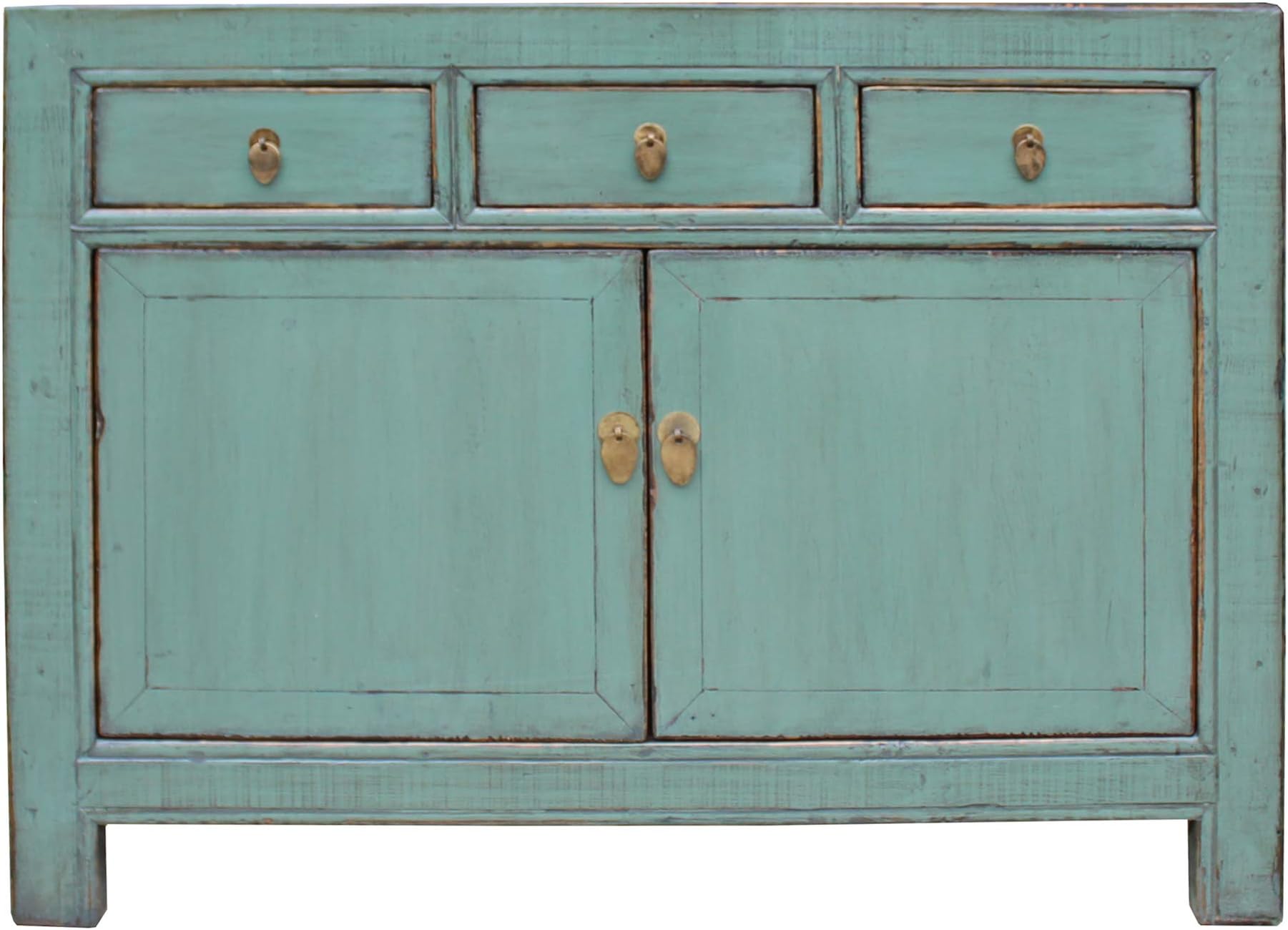 Distressed Rustic Teal Gray Credenza Sideboard Buffet Table Cabinet Acs4926