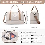 Travel Duffel Bag Sports Gym Tote Bag for Women, Carry on Luggage Bag for Airplanes, Lightweight Weekender Overnight Shoulder Bag Waterproof Beach Hospital Bag with Shoes Compartment,A01-Beige Brown