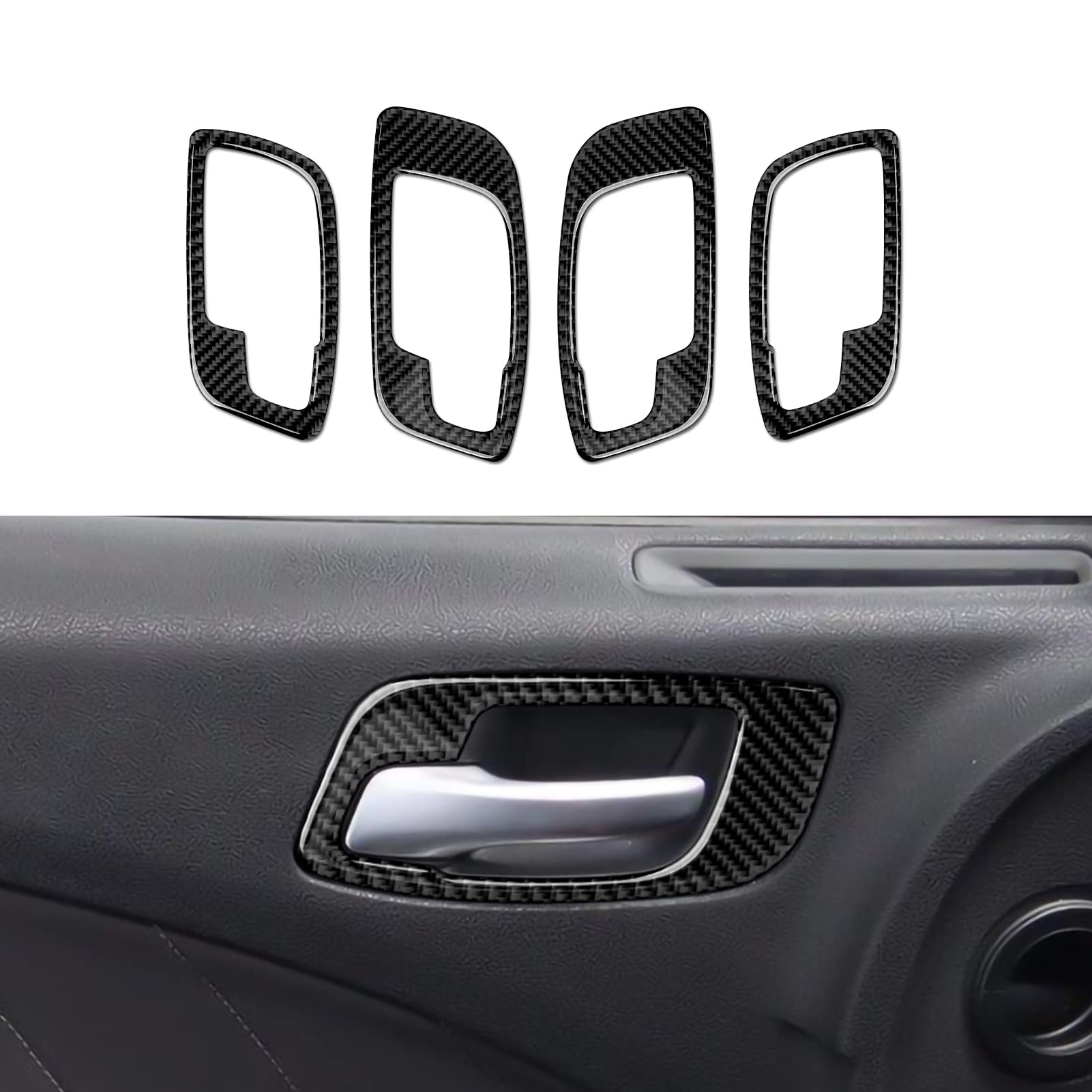 Inner Door Handle Bowl Cover Decals for 2011-2023 Dodge Charger/Chrysler 300 Accessories Carbon Fiber Interior Stickers (Without Memory Seat)