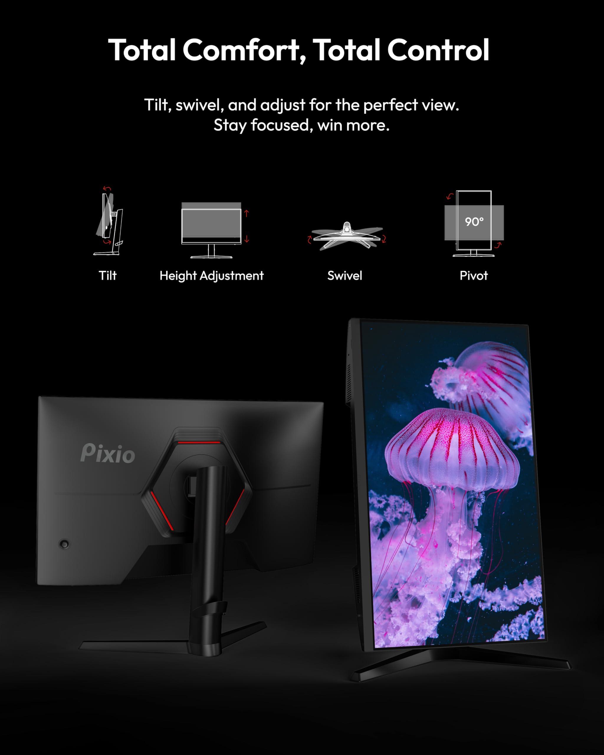 Pixio PX279 Prime Neo 27" 240Hz Frecuencia de actualización FHD 1080p Resolución Panel IPS rápido 1ms GTG Tiempo de respuesta Monitor de juego con sincronización adaptativa y soporte totalmente