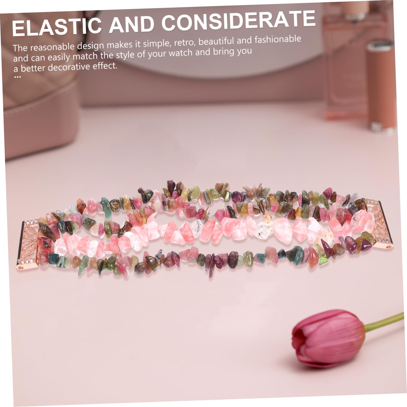 PartyKindom 2 Pezzi Cinturino Elastico Telaio Braccialetti Tribali Cinturino Elastico Cinturino A Sgancio Rapido Cinturino Per Braccialetto Pietra Naturale Cristallo