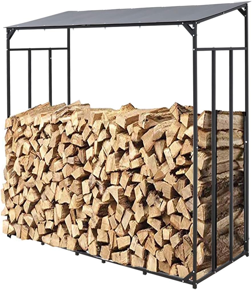Amazon Unho 薪棚 屋根付き 薪置き ログラック 屋外 ログホルダー 薪小屋 薪の保管 幅1cm 薪割り機パーツ アクセサリ
