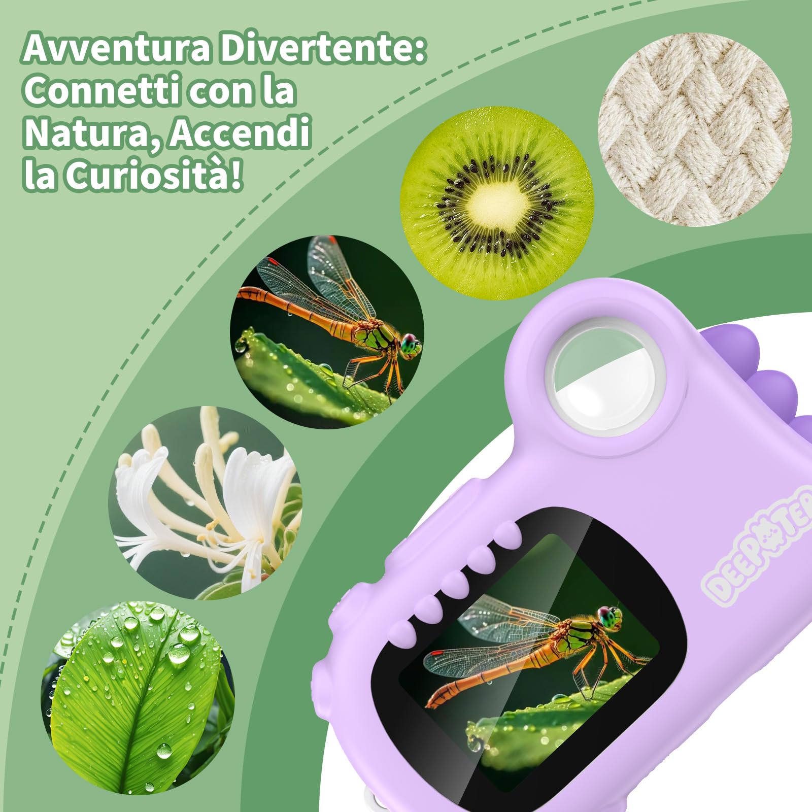 2 in 1 Microscopio Bambini, Deepoter 1000X Microscopio Digitale, Microscopios Portatile con 8 LED Regolabili, Adatto come Regalo di Natale, Compleanno o Capodannodai 3 Aagli 12 Anni, Viola
