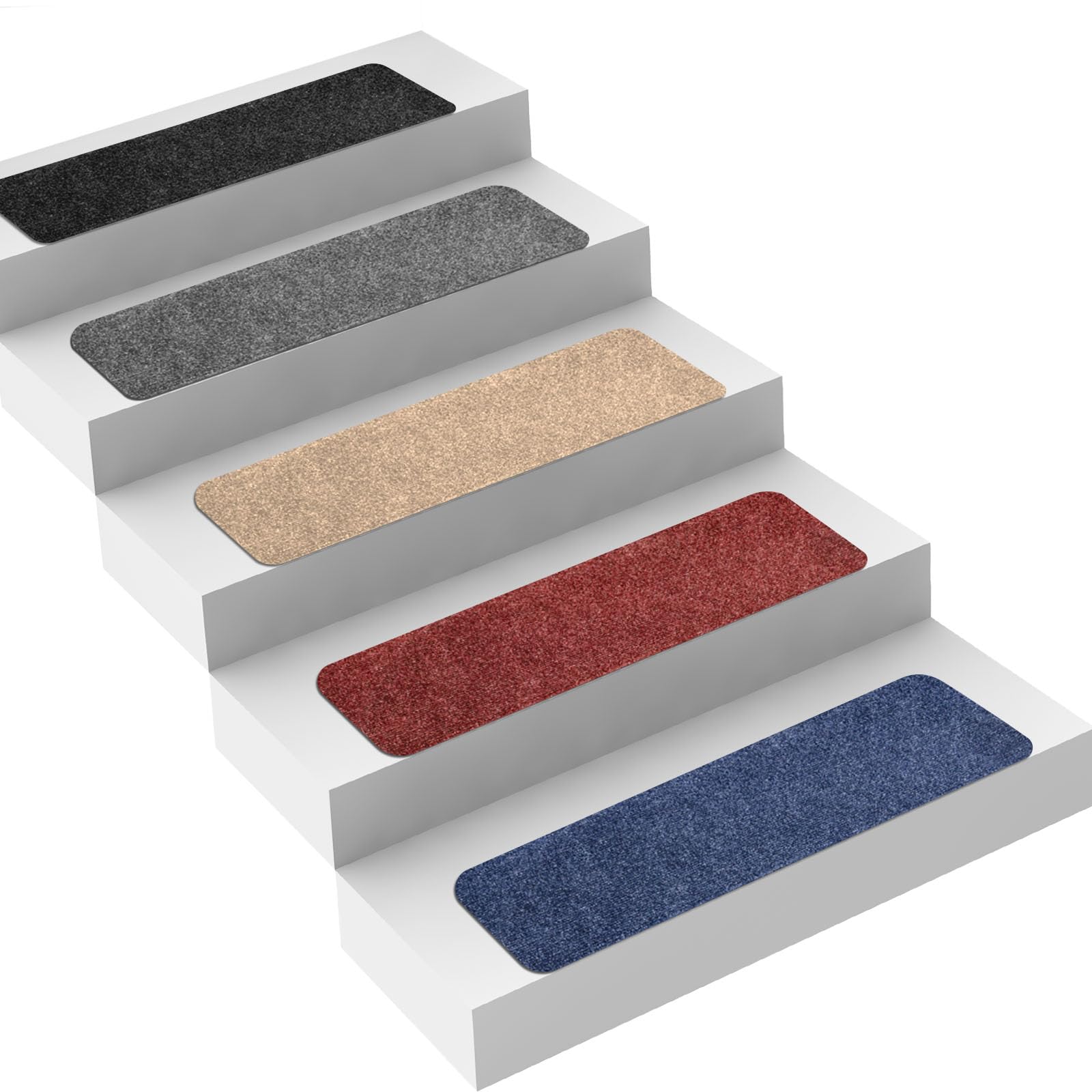 Tapis D'escalier Antidérapants (lot De 15) - 65x21x4 Cm, Aspect Sisal - Adhésif Inclus - Couleur Sable