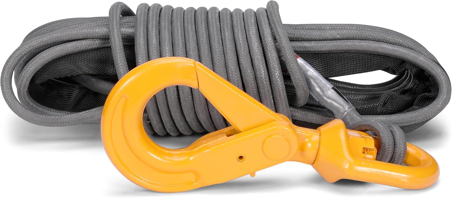 Extreme 3/8" x 50' Synthetic Winch Rope Kit – 18,700 lbs MBL Heavy-Duty Cable Line Replacement for Truck, Jeep, ATV, UTV, Off-Road, Recovery, Towing, Rescue – UV & Abrasion Resistant