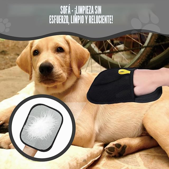 Foto 6 de 7 de CHIHOLEN 2 guantes magnéticos de pelo de doble cara para eliminar el pelo de animales con electricidad…