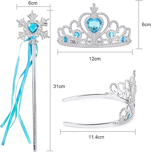 Miniatura 6 de Gridamea Disfraz de princesa Elsa para niñas, disfraz de princesa Anna para niños con corona y varita para fiestas, cosplay, bodas
