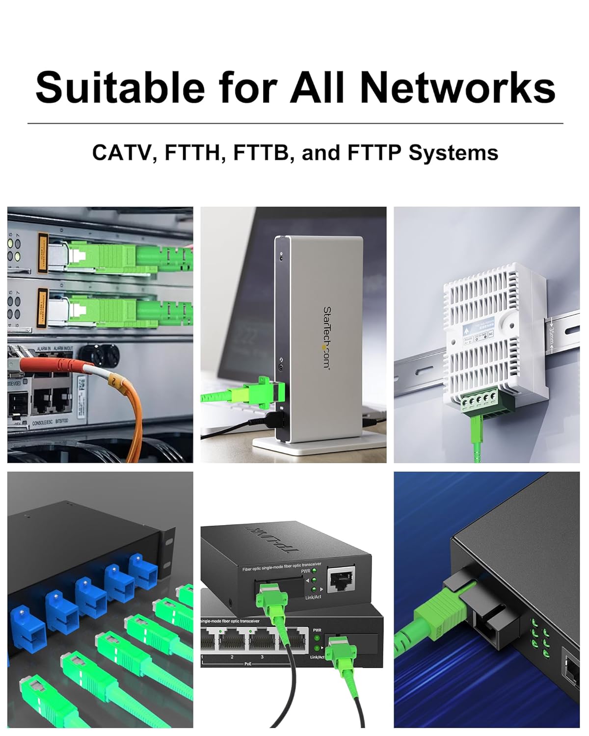 35M/114ft SC/APC Fiber Optic Internet Cable Extension, SC/APC to SC/APC Armored Fiber Patch Cable, SC to SC Single Mode OS2 Fiber Jumper Optical Patch Cord SIMPLEX SMF, LSZH Black