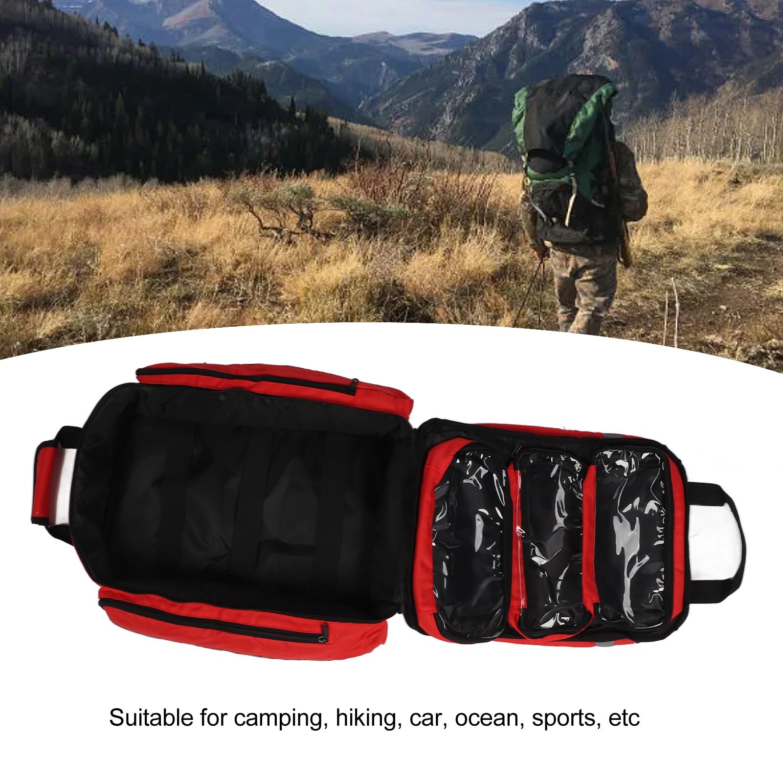Tyenaza Bolsa De Emergencia para Exteriores, Bolsa De Primeros Auxilios con Rayas Reflectantes De Tela Oxford 600DPU para Acampar, Senderismo Y Coche