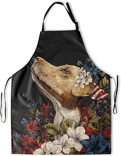 Miniatura 36 de Delantal de acuarela para plantas con bolsillos, delantales de cocina de arco iris, diseño de hojas florales para cocina Arte de pintura de árbol