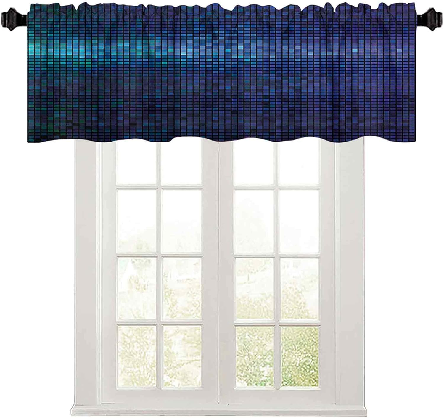 Kitchen Curtain Valance, 50" W x 18" L American Girl Singing with Saxophone Player Popular Sound Design L Thermal Insulated Blackout Valance Curtain Black Light Grey