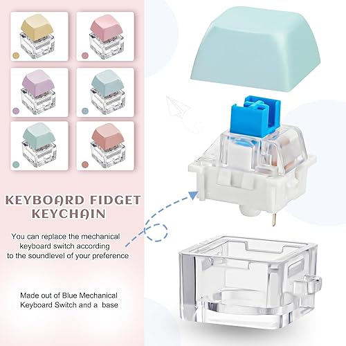 Miniatura 4 de Taiyin 6 piezas de teclado, teclado con clicker, llavero para la ansiedad, juguetes de descompresión, juguetes para aliviar el estrés, regalos para