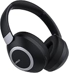 LORELEI B-C6 Wireless Over Ear Headphones, 50H Playtime Foldable Lightweight Bluetooth Headsets, Deep Bass, Built-in Microphone, Memory Foam Earmuff, for Travel, Home Office (Beige White)