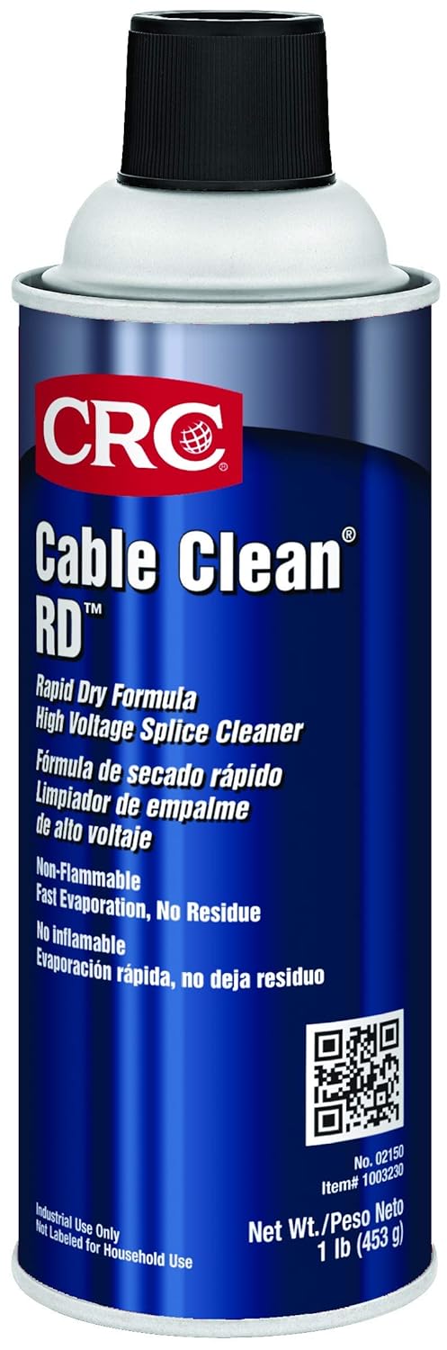 CRC Cable Clean RD High Voltage Cleaner 02150 – [Pack of 12] 16 Wt Oz., Aerosol Cleaner for Cable Splicing and Terminating