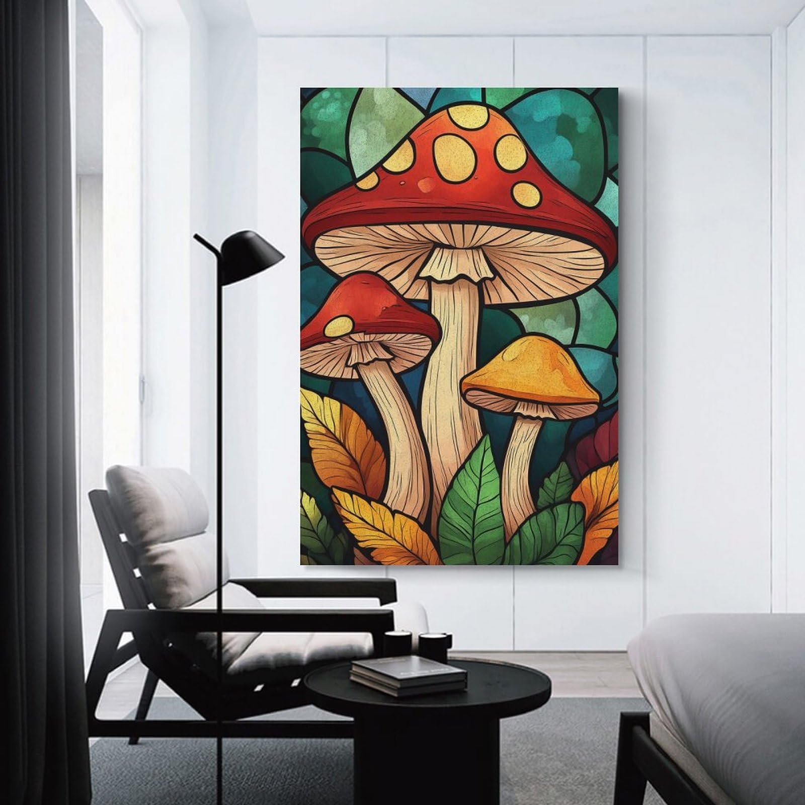 Junmoney Unframe-Style-6 Mushrooms In Forest Home Decor Wall Art 12X18inch(30X45cm), For Bedroom, Guest Room Or Reading Nook, Decorative Wall Art For Cosy Rooms