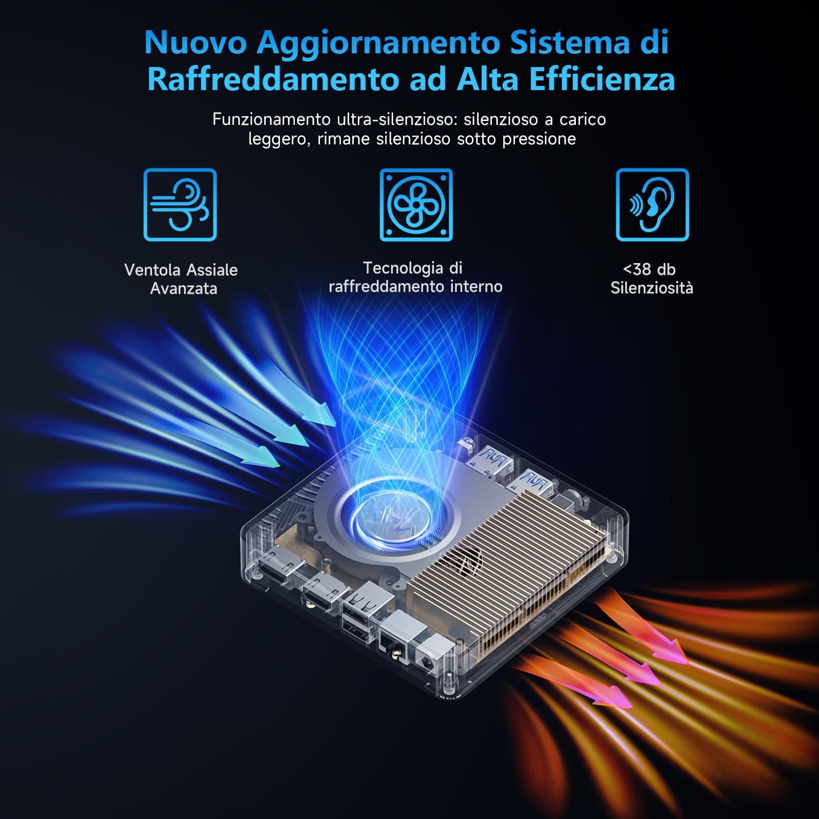 BMAX Mini PC 12th Ιntel Alder Lake Ν95(fino a 3,4 GHz),12GB LPDDR5 256GB SSD Mini Computer, Doppia Gigabit Ethernet/Dual Display HDMI/BT 5.0/2.4+5G WiFi/Office Desktop PC