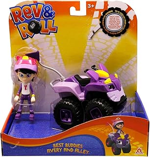 Rev & Roll - BEST BUDDIES CAR TOY - 17cm Alley Vehicle with Mechanical Functions and 10cm Avery Figure Cartoon Toy - Kids Toy Age 3+