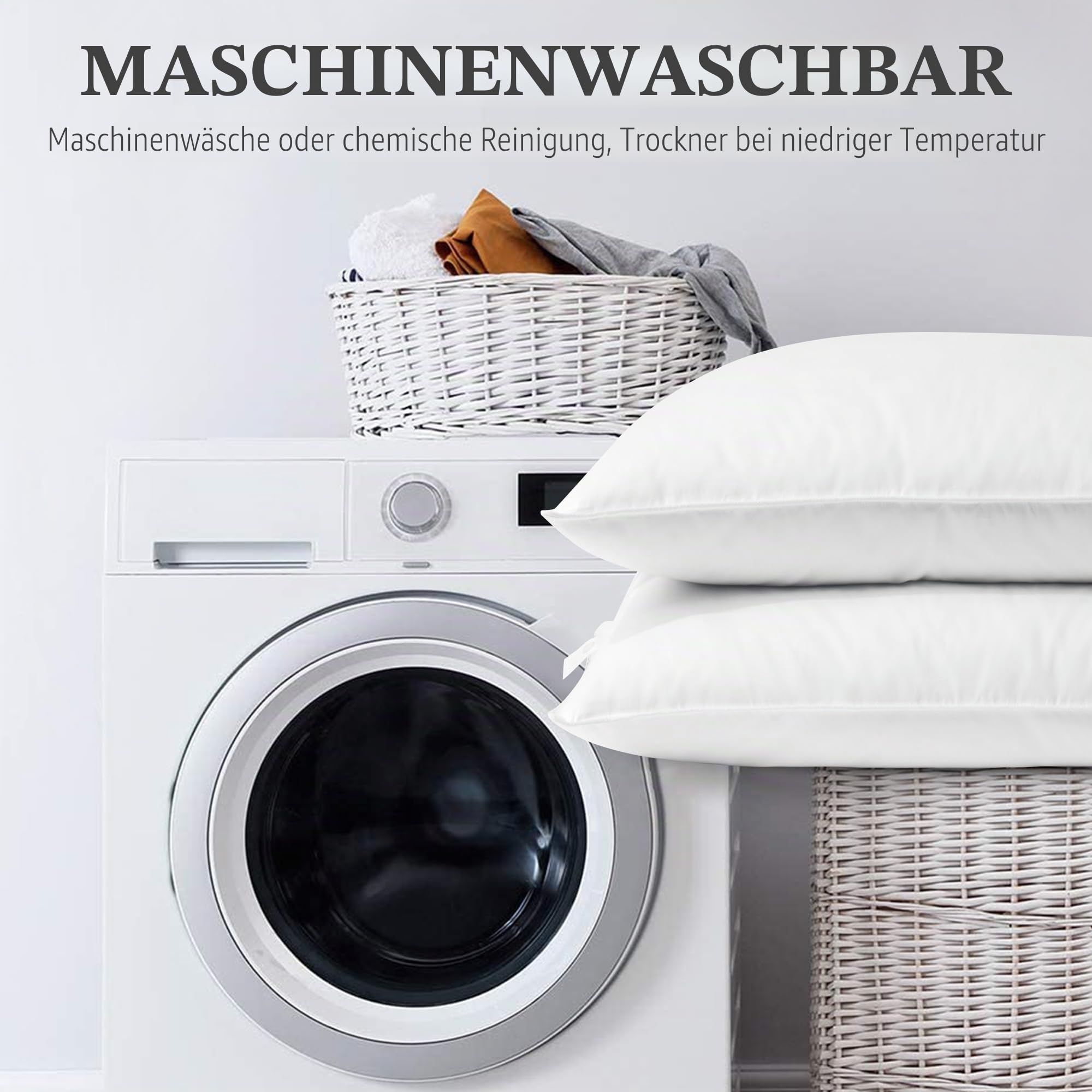 Deodar Daunenkissen Federkissen 80x80 | 2er Set | Für Allergiker Geeignet | 1KG Füllungen | 3 Kammer Atmungsaktiv Hotel Qualität Kopfkissen | Baumwollbezug | Waschbar | Öko-Tex RDS Zertifiziert