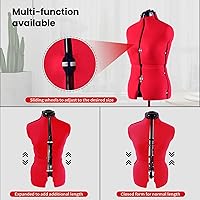 Vista 3 de Forma de Vestido Maniquí Femenino Ajustable para Costura Tallas 12-18, Forma de Cuerpo para Alfileres con 13 Diales, Base Rodante Desmontable, Rango