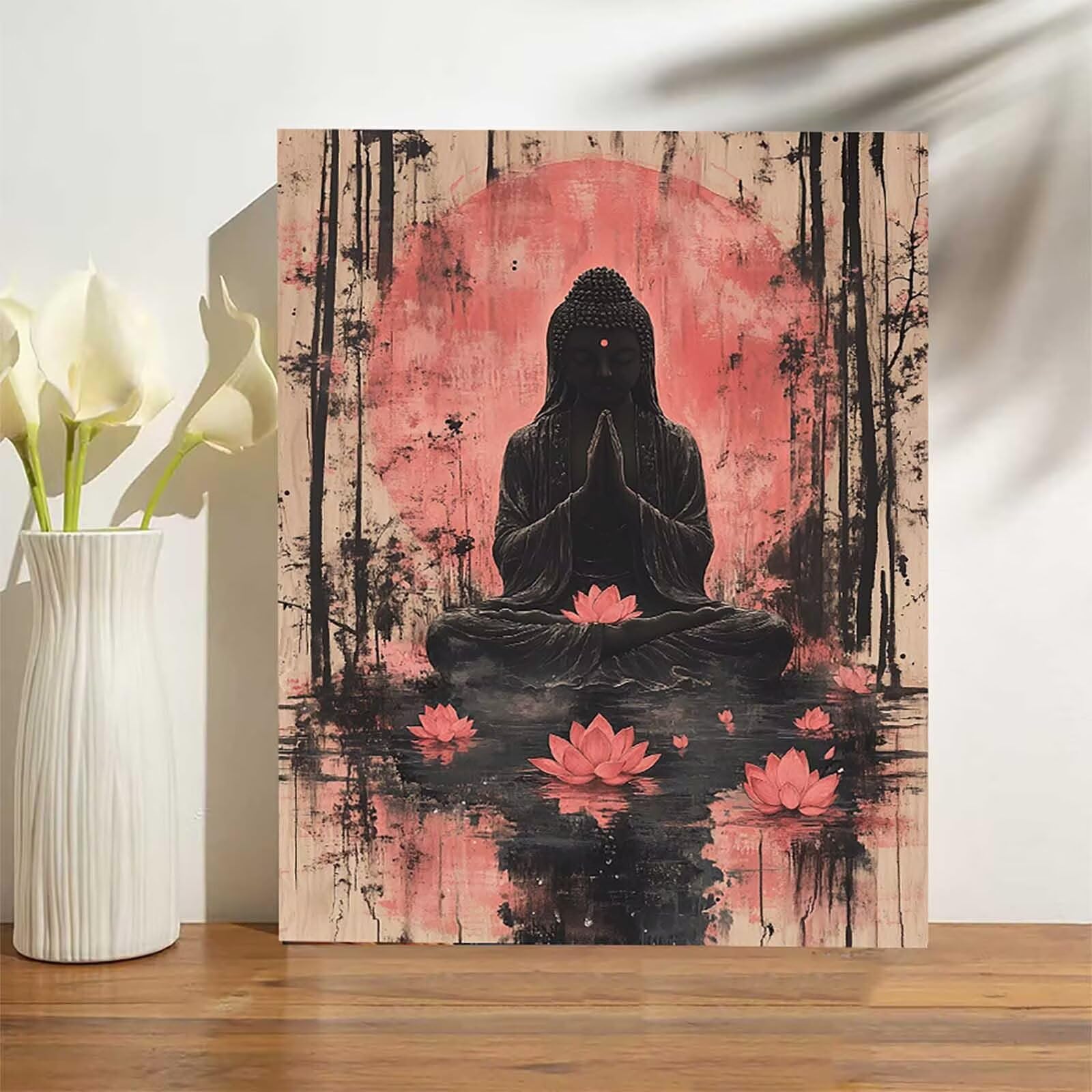 Malowanie po numerach Zen malowanie numerami dla dorosłych Lotos Paint by Numbers, malowanie według numerów zestawy malarskie dla dorosłych pędzlami i farbami akrylowymi do dekoracji ścian, prezent 70