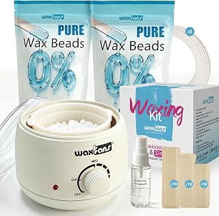 Waxfans Waxing Kit for Women, Mini Wax Kit & Face Wax Kit with Temp Control,400g Pure wax Beads for Sensitive Skin, Hair Removal for Eyebrow/Bikini/Underarms/Face/Brazilian (Off White)