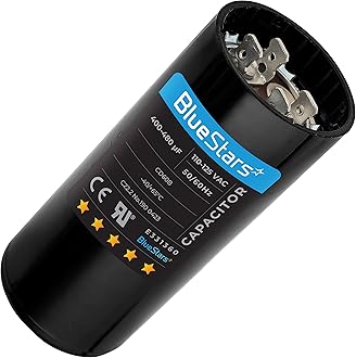BlueStars Upgraded Version 400-480 uf/MFD 110-125 VAC Round Motor Start Capacitor 50/60 Hz AC Electric Replacement Part - Lifetime Up to 30.000 Hours