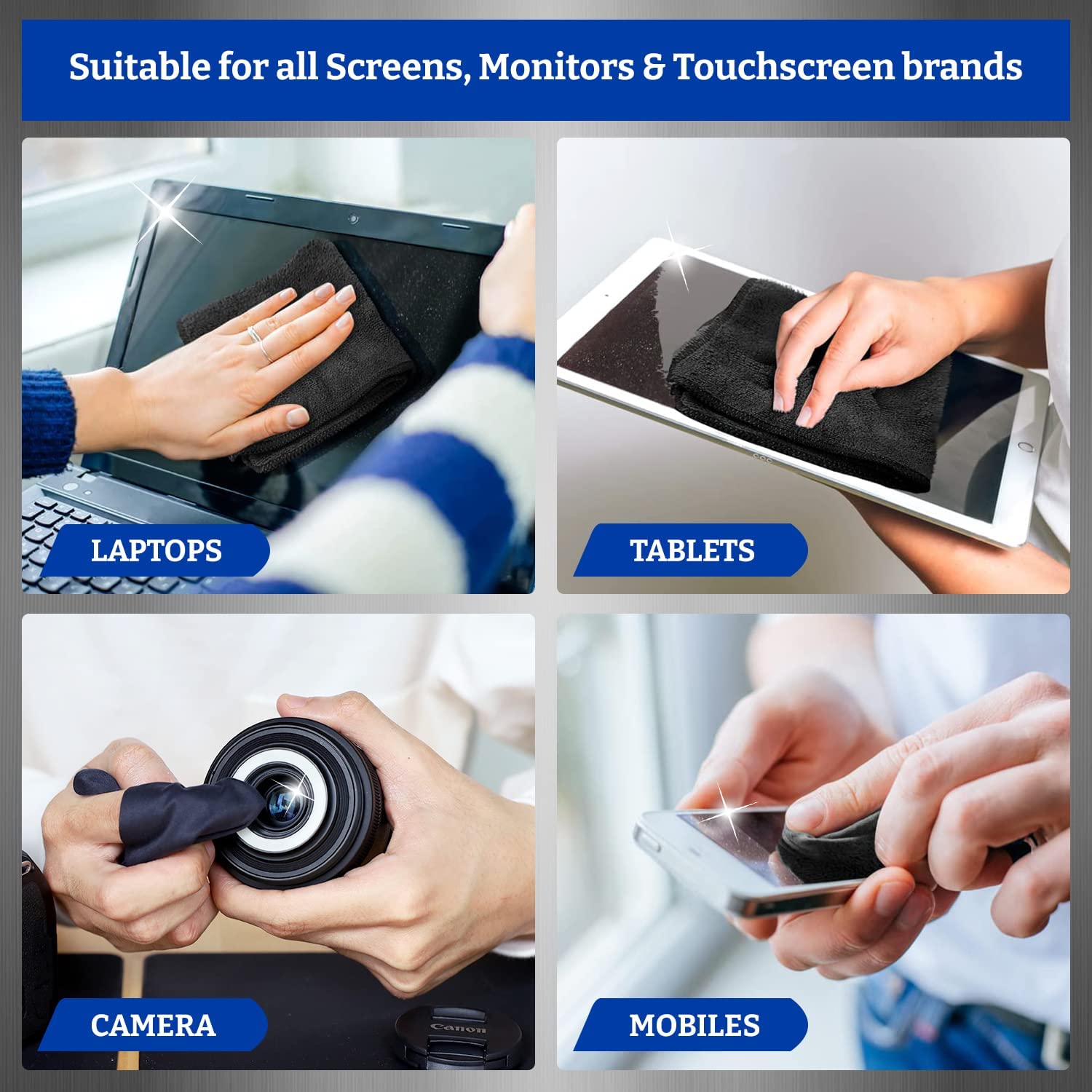 Cleaning Gel for Mobile, Laptop, Computer & iPad Screens β Pack of 2 x 100ml | Multi-Purpose Screen Cleaner with Microfiber Cloth for Phones, Tablets, Laptops, and Electronics 2