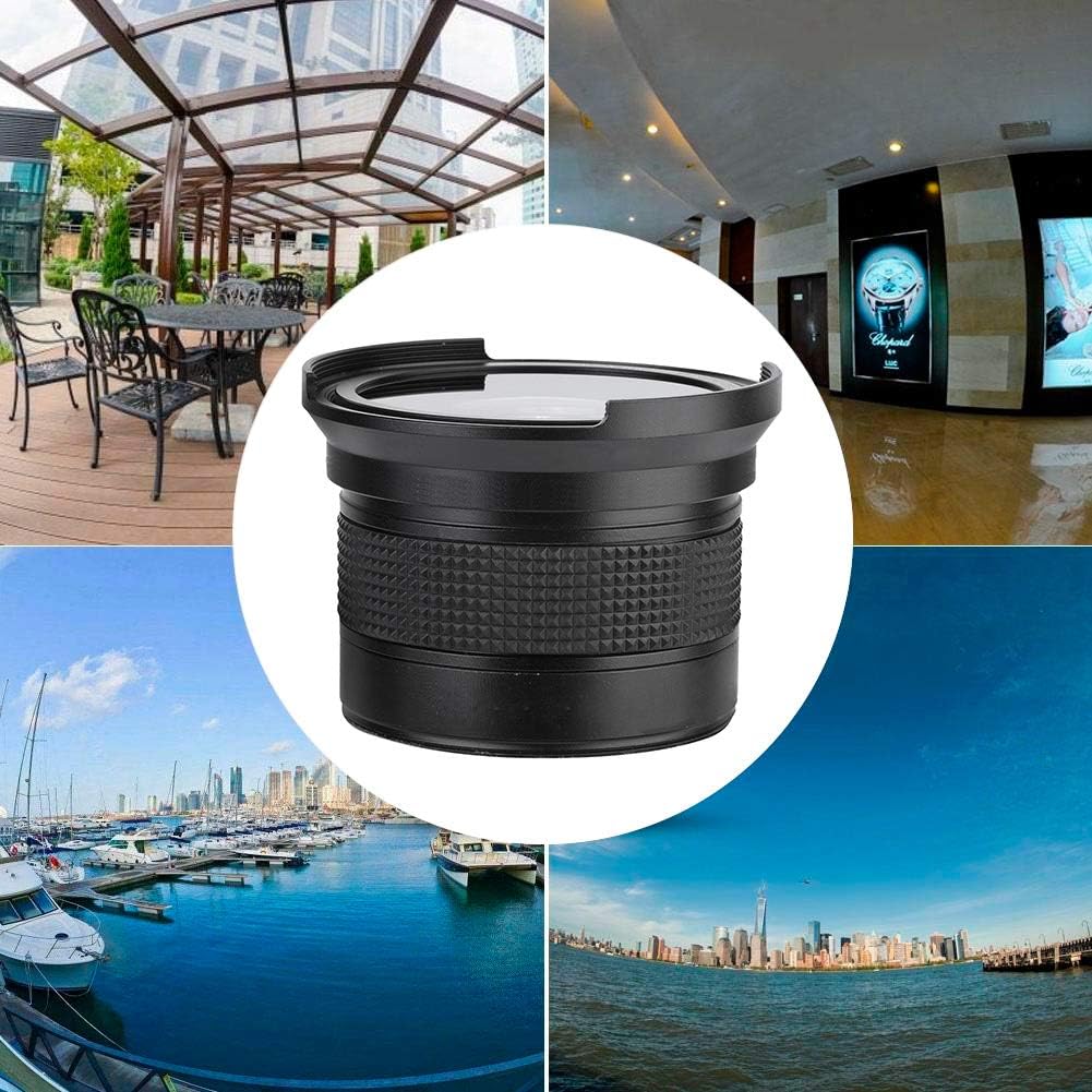 Obiettivo Grandangolare da 58 Mm 0,35X per Fotocamera Reflex DSLR Nero, Obiettivo Fisheye Compatibile con Obiettivi da 58 Mm, Obiettivo Fisheye da 58 Mm per la Maggior Parte delle Fotocamere Reflex e