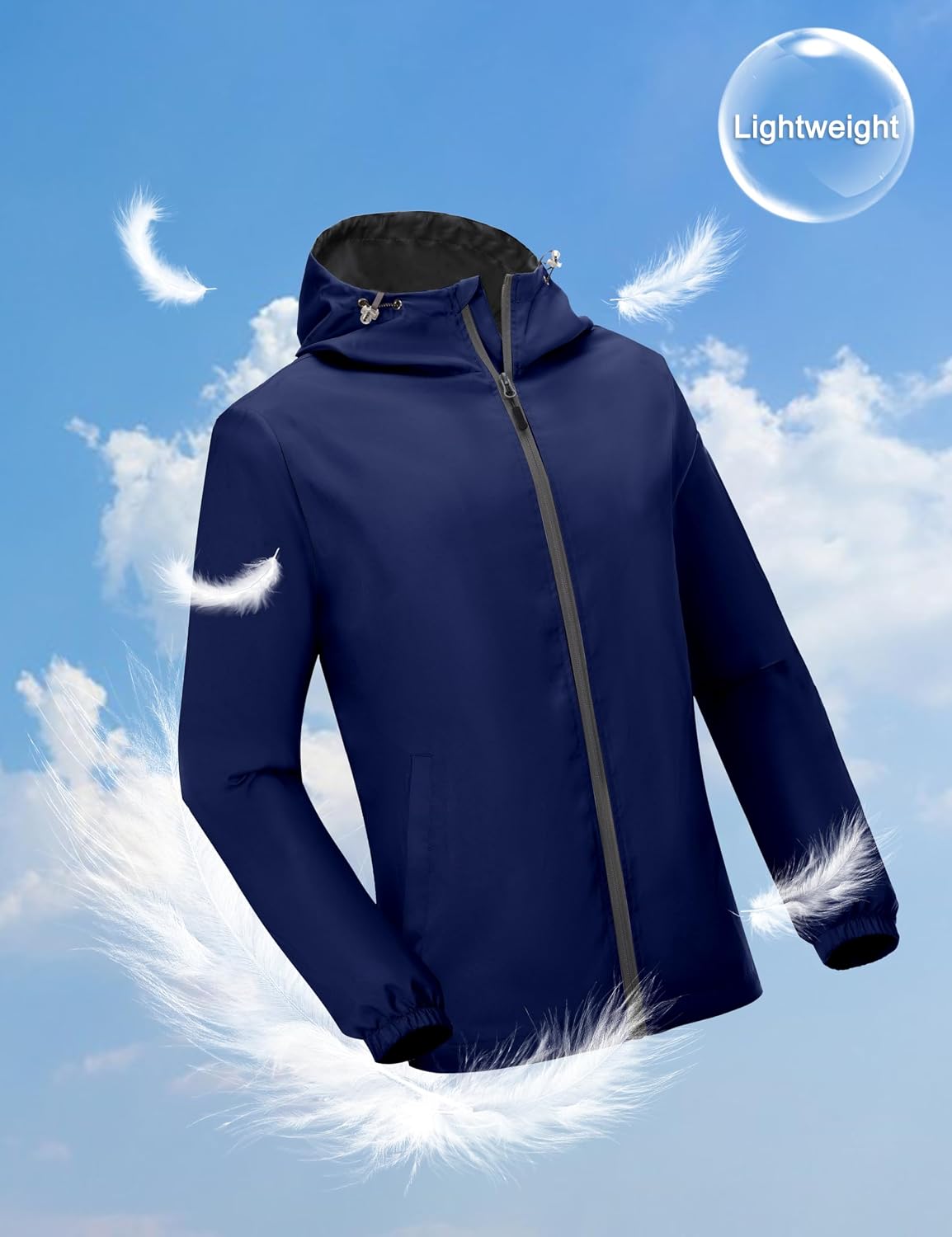 Little Donkey Andy Men’s Lightweight Breathable Windbreaker Golf Jacket UPF50+ Windproof Outdoor Running Coat