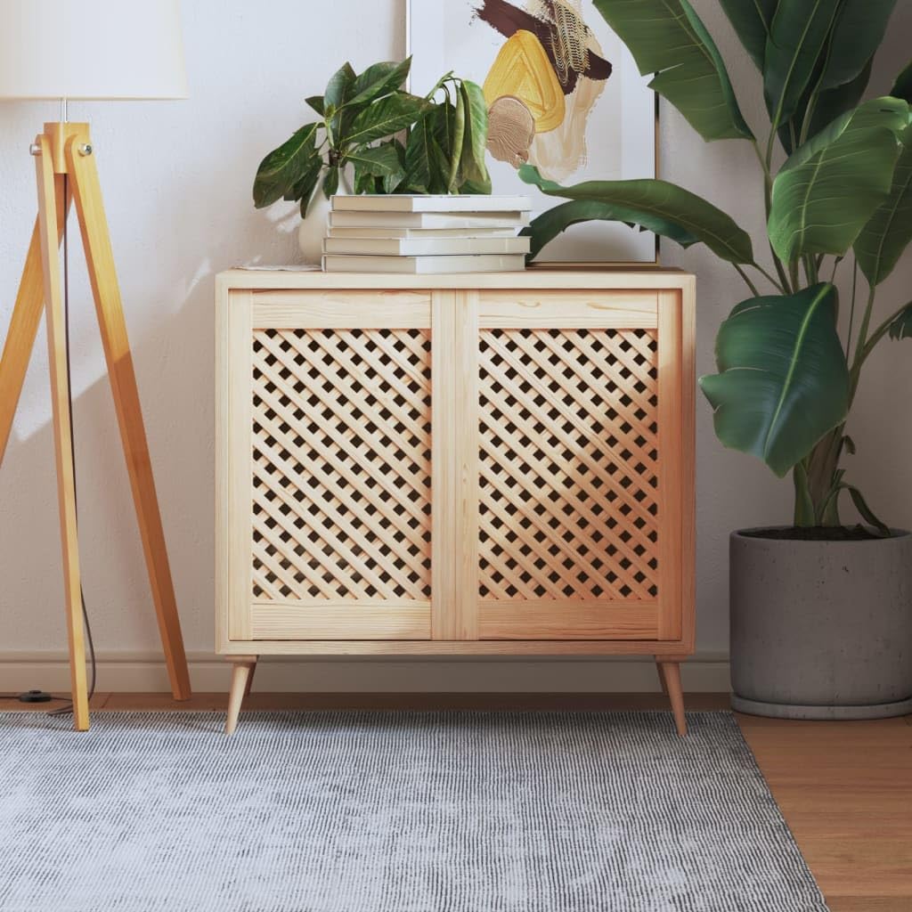 Genérico Puertas de Armario Entramado 2 uds Madera Pino 39,5x61,5 cm,Bricolaje,Accesorios de Bricolaje,Ferretería para armarios,Puertas de armarios,Marrón,2.62 kg,372790