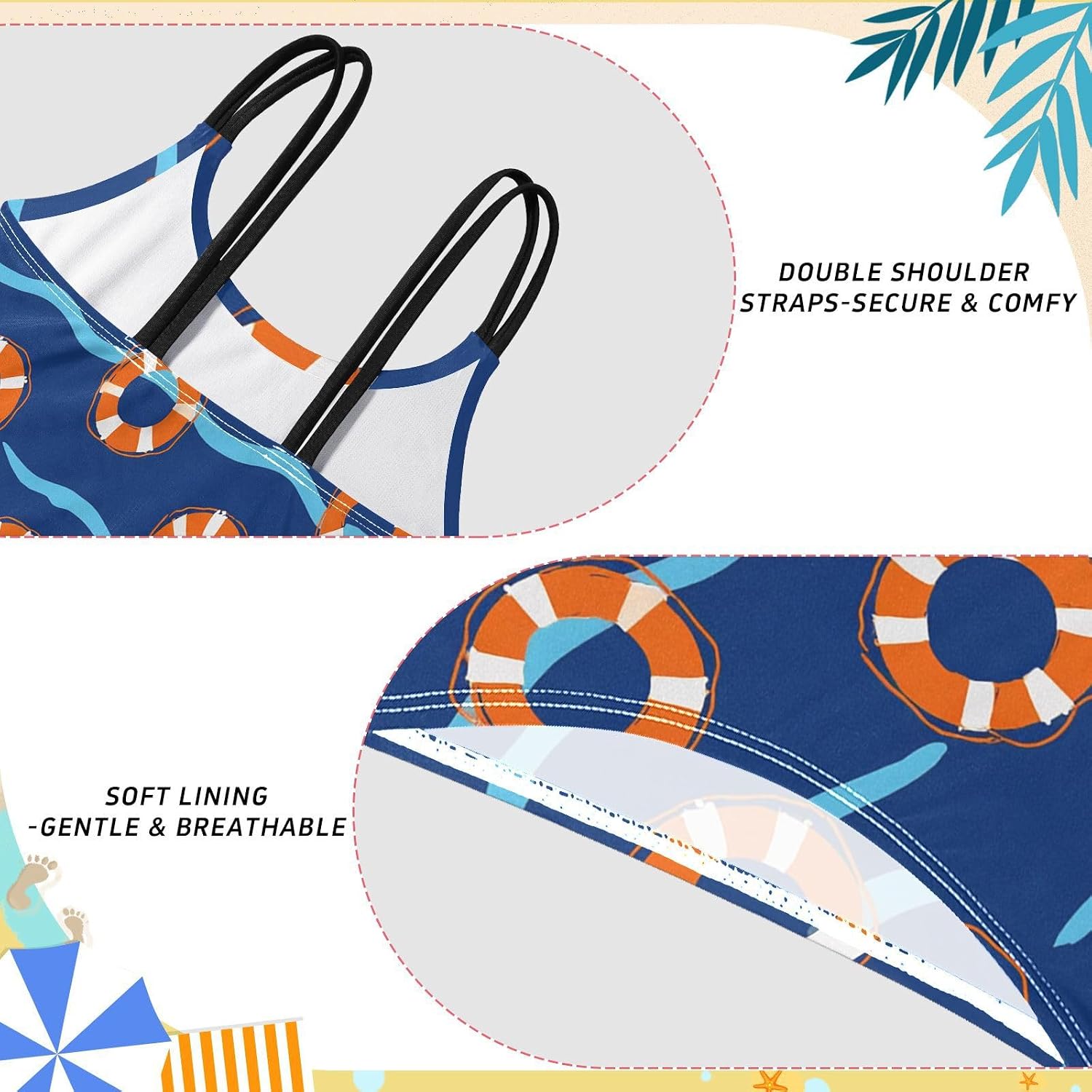 visesunny Girls Two Piece Swimsuits Line Life Buoy Girl's Bikini Sets Bathing Suits for Girls Size 5-12Y