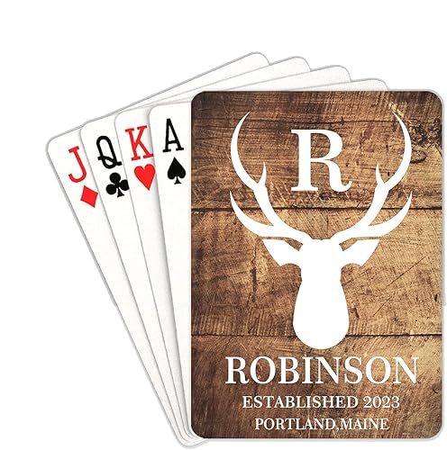 Naipes con monograma de ciervos personalizados, cartas de juego personalizadas con foto, baraja personalizada de cartas para recuerdos de fiesta,