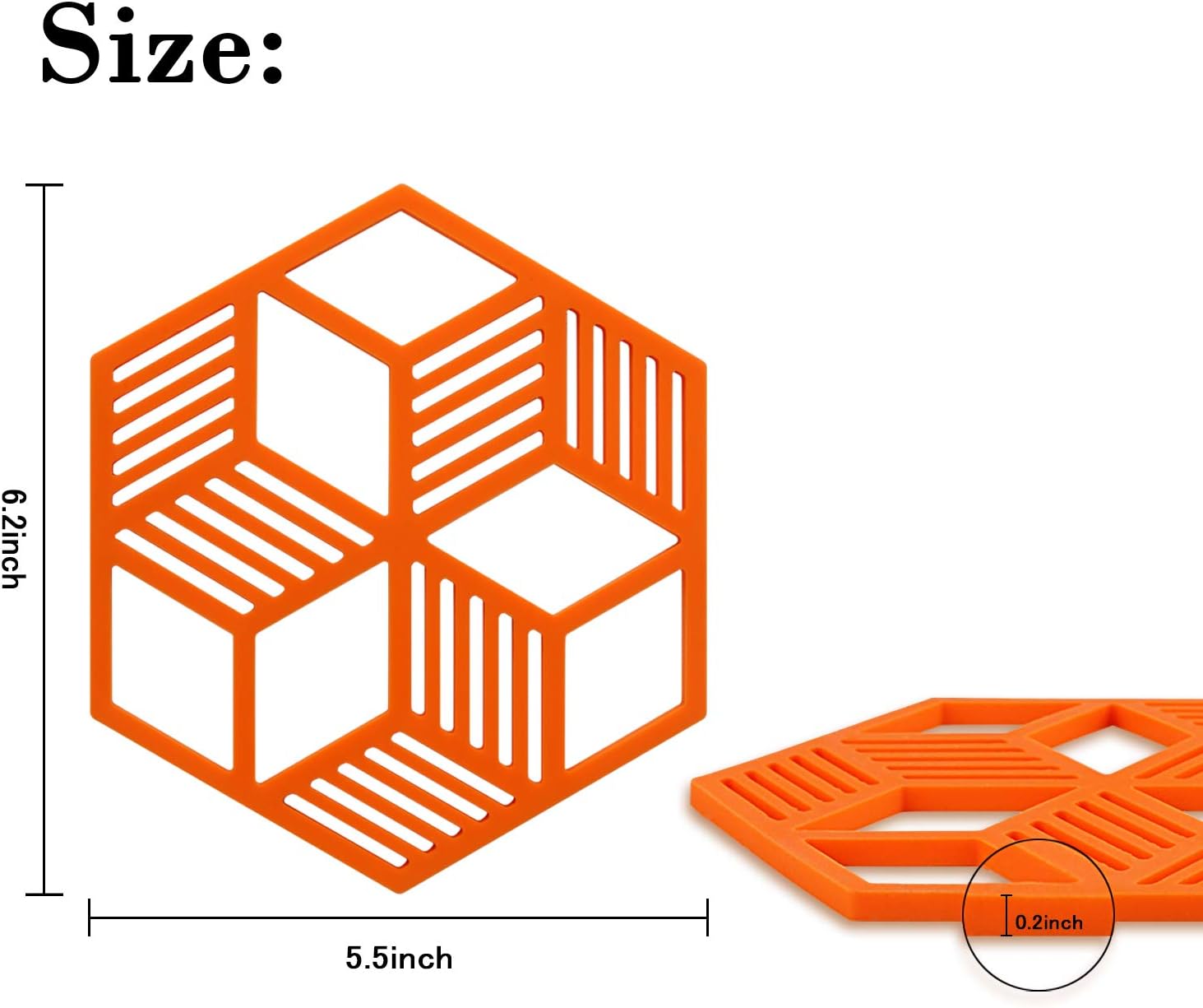 Suреr Bіg Clеаrаnсе! Silicone Trivet Mat,JiaDa 6 Set Silicone Multi-Use Intricately Carved Kitchen Trivet Mat Insulated Flexible Durable Non Slip Coasters(6-Orange)