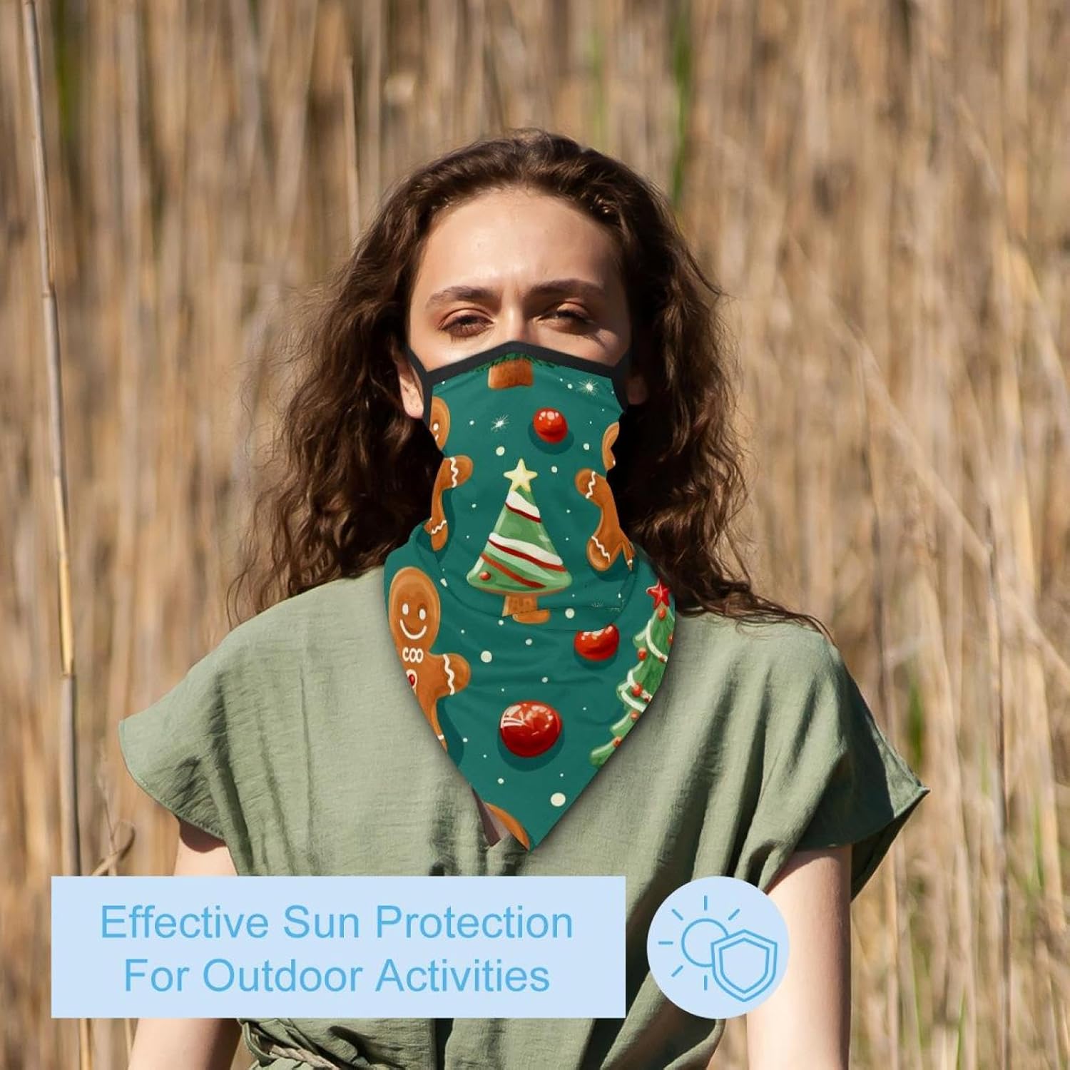 4 Pieces Christmas Gingerbread Man UV Protector Scarf, Summer Cooling Neck Gaiter for Men/Women