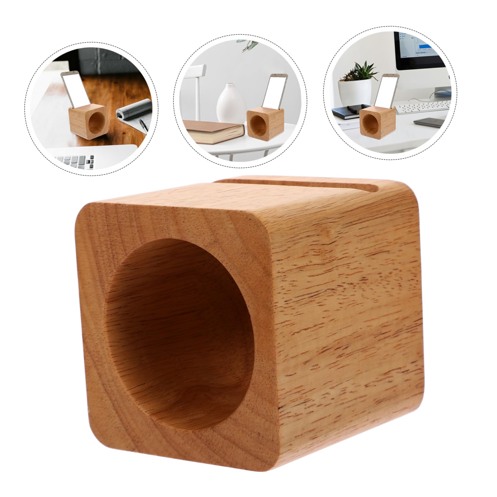 Homoyoyo Soporte de Madera para teléfono móvil Pararse Soporte para Amplificador de teléfono móvil celulares de Escritorio Bambú
