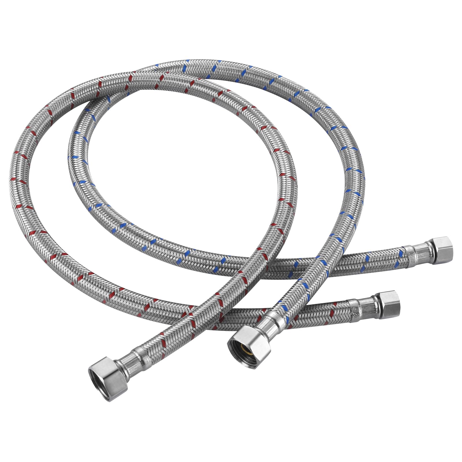 Conduites d'alimentation de robinet de 91,4 cm : connecteur de tuyau flexible tressé en acier inoxydable – Compression de 0,95 cm x lignes d'alimentation en eau FIP de 1,27 cm pour robinet