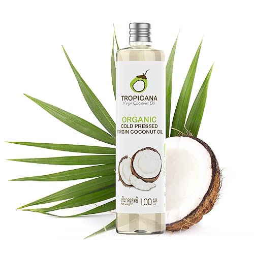 Tropicana Virgin Coconut Oil Aceite de coco virgen 100% orgánico prensado en frío, 3.38 fl. oz.