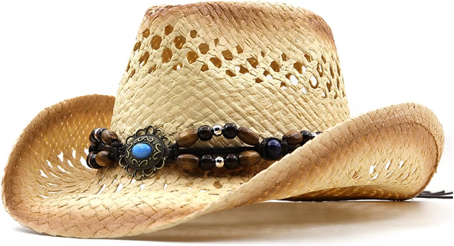 JISJDFDTH] サマービーチサンキャップカウボーイウエスタンシェイプ可能な麦わら帽子ワイドブリムカウガール（ズワート6 7/ 男性と女性 のためのオレンジ色のカウボーイハット、カールエッジ、厚いサンシェード、ビーチ麦わら帽子、新しいウエスタンハット、夏 ... [売店 ... [YYUIXYJT] 中空手作りカウボーイ麦わら帽子女性の男性の夏の屋外旅行ビーチ帽子ユニセックス固体ウエスタンサンシェードジャズキ