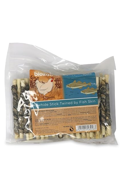 Foto 8 de 8 de Biazoo Sticks de Cuero Trenzado con Pollo 500 grs.Snacks para Perros Alto en proteína Cuero Vacuno 50%