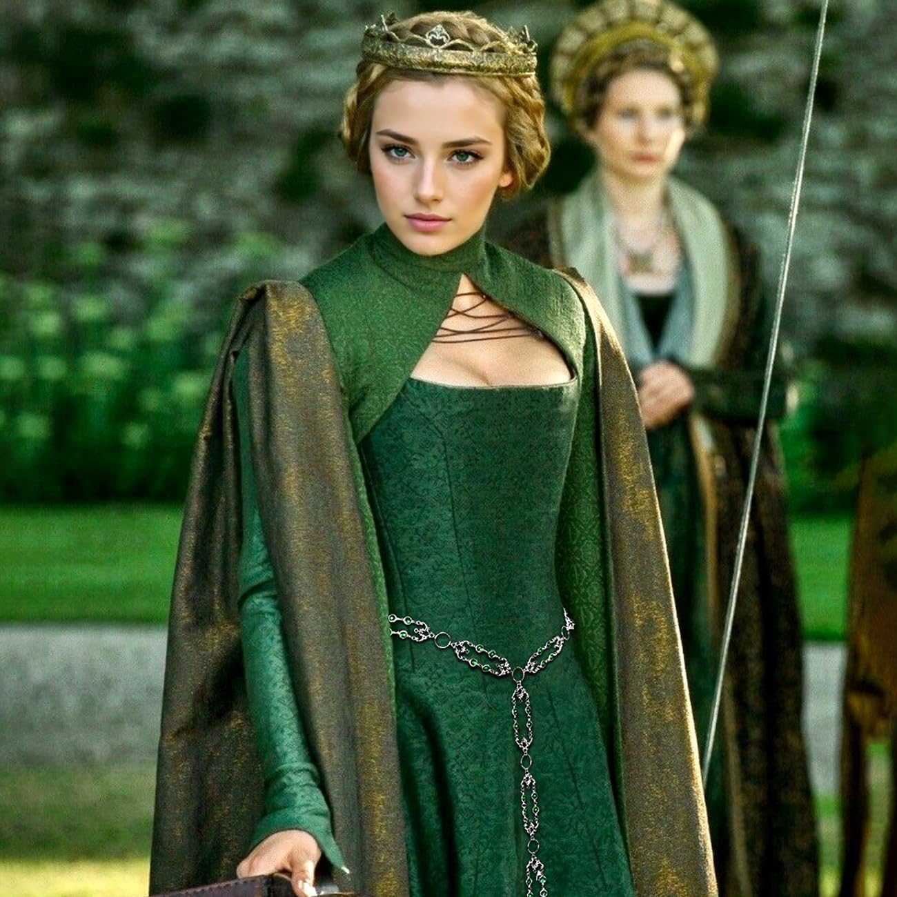 L'VOW Women's Renaissance Belt Medieval Witch Belt Silver Western Waist Chain Belt for Dresses - Image 3