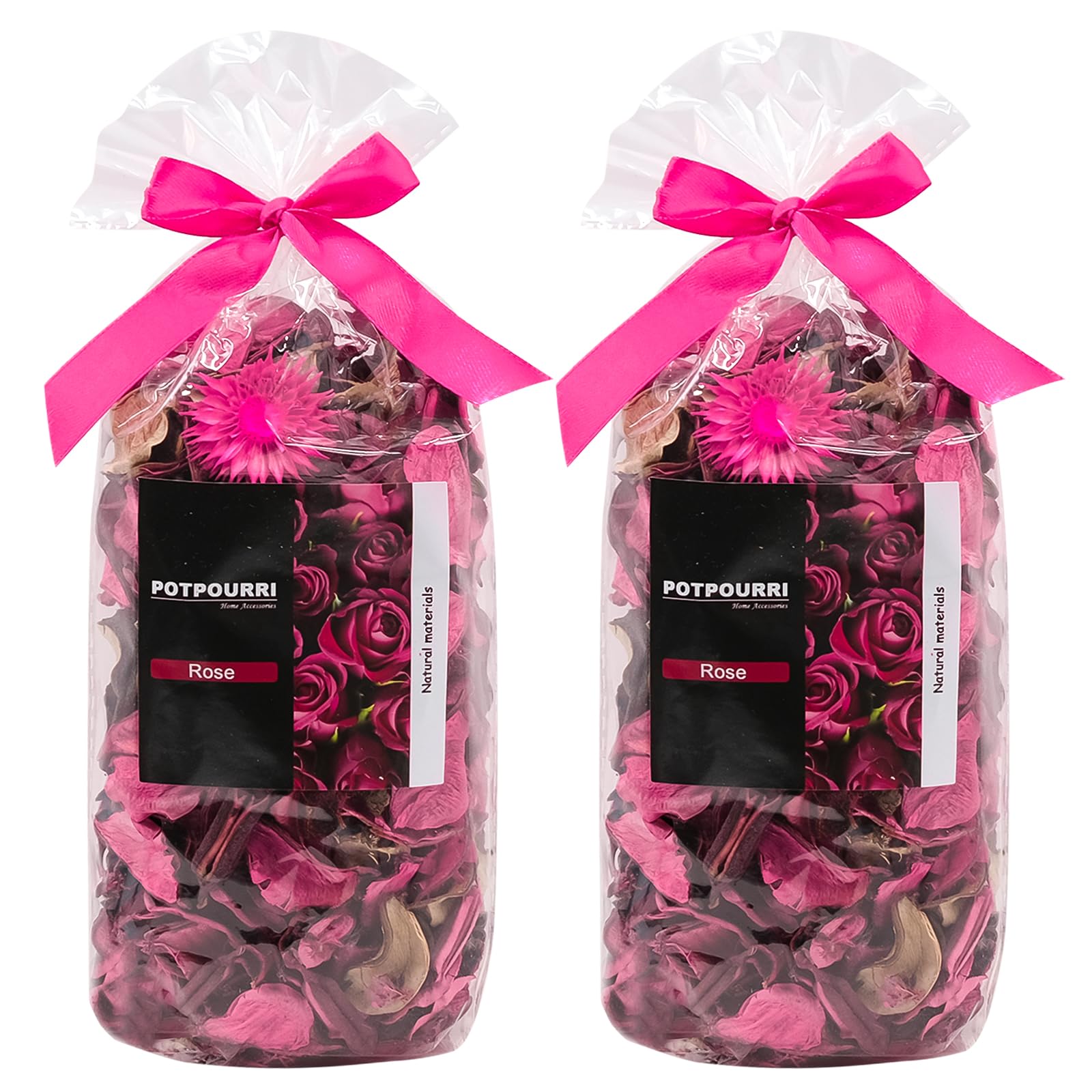 Griwuut Potpourri Bags - Rose Scented Dried Flowers, Home Fragrance & Decorative Bowl Vase Filler, Table/Home Decor - 2 Bags (8.1oz)