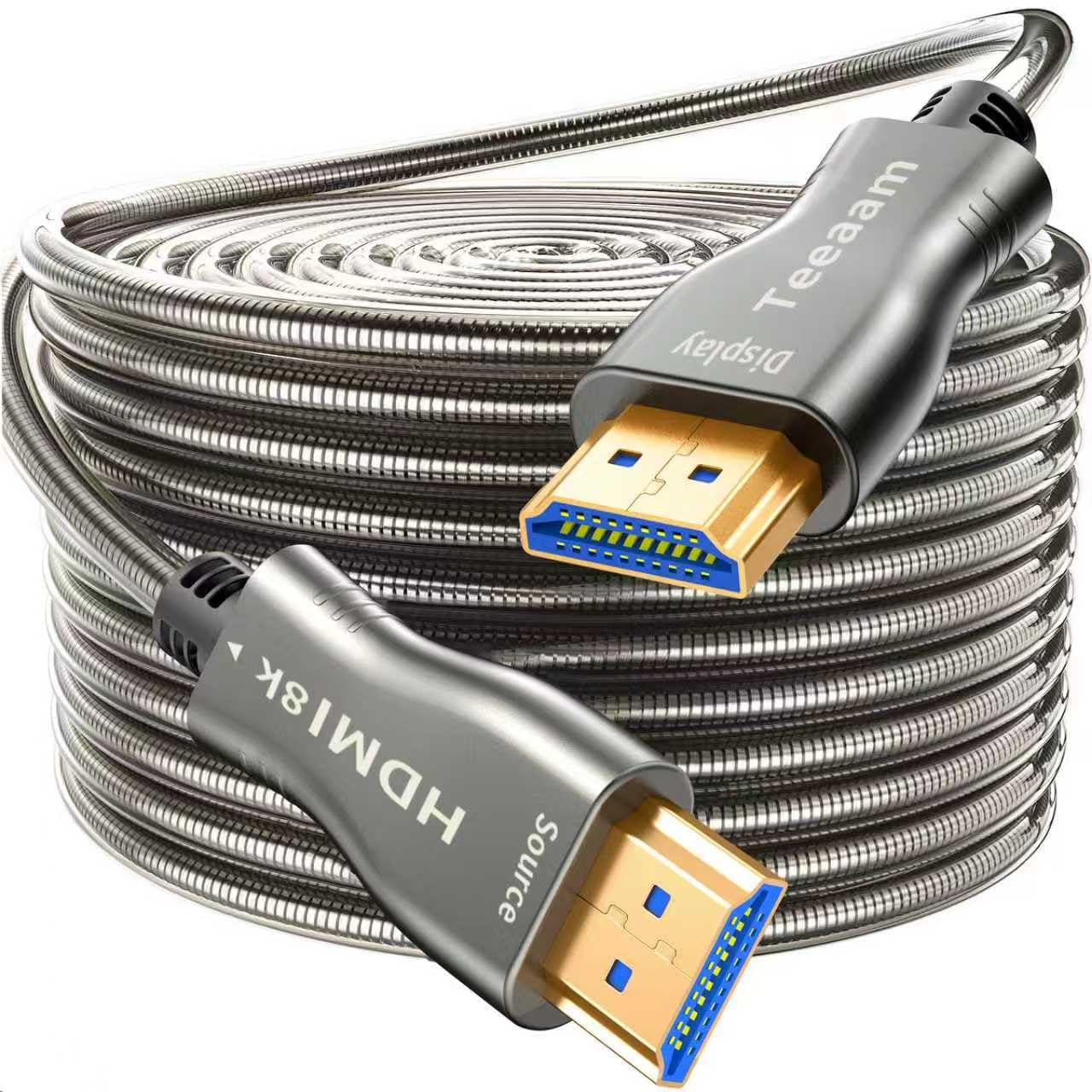 Cable de fibra óptica 8K 150M HDMl 2.1 8K @ 60HZ4K @ 120Hz Ultra HD HDMI AOC cable de alta velocidad 48 Gbps compatible con Dolby Horizon/HDCP2.2 y 2.3/eARC revestimiento de metal de transmisión de