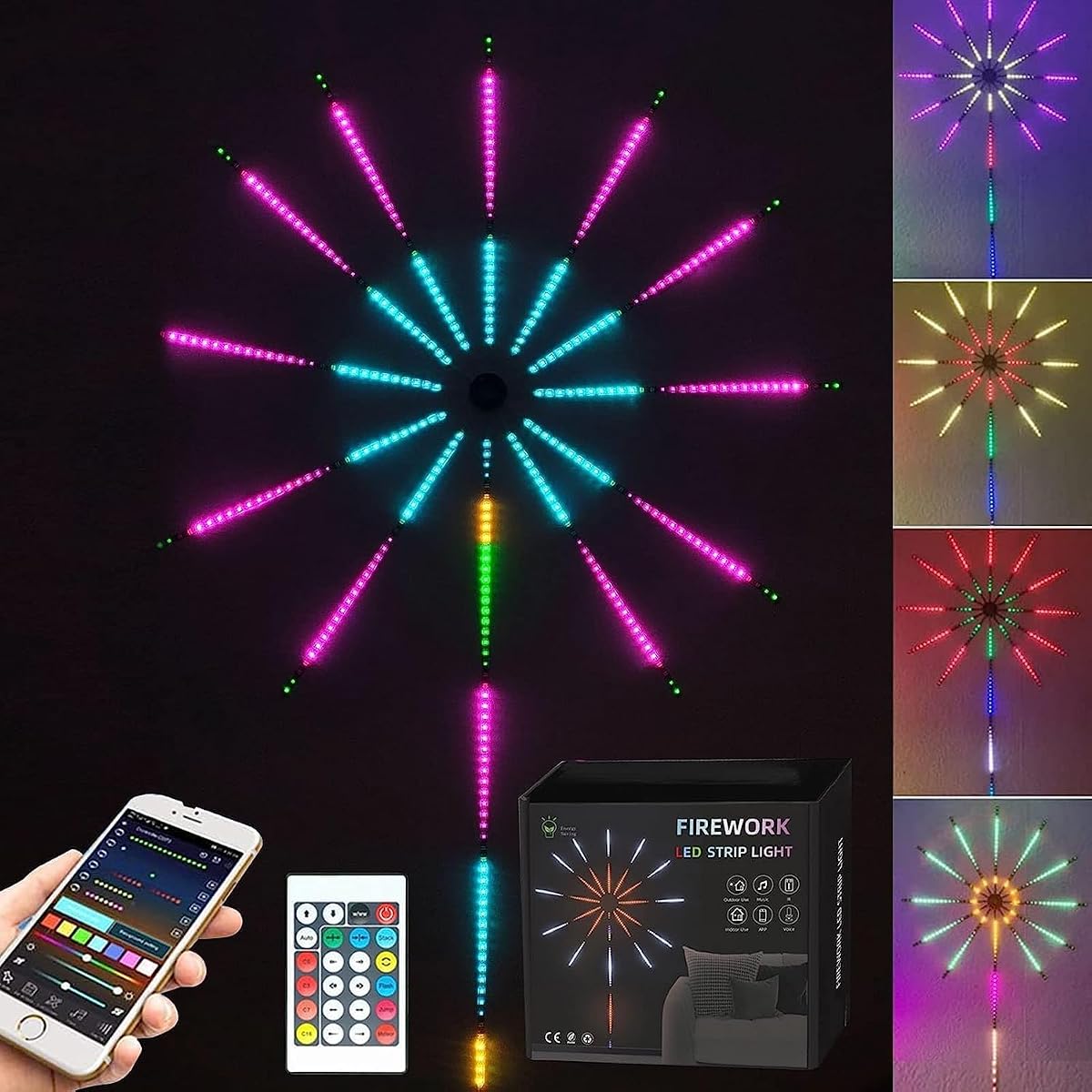 MIRADH Smart App Remote Control Firework LED Strip Light Firework Launch Effect