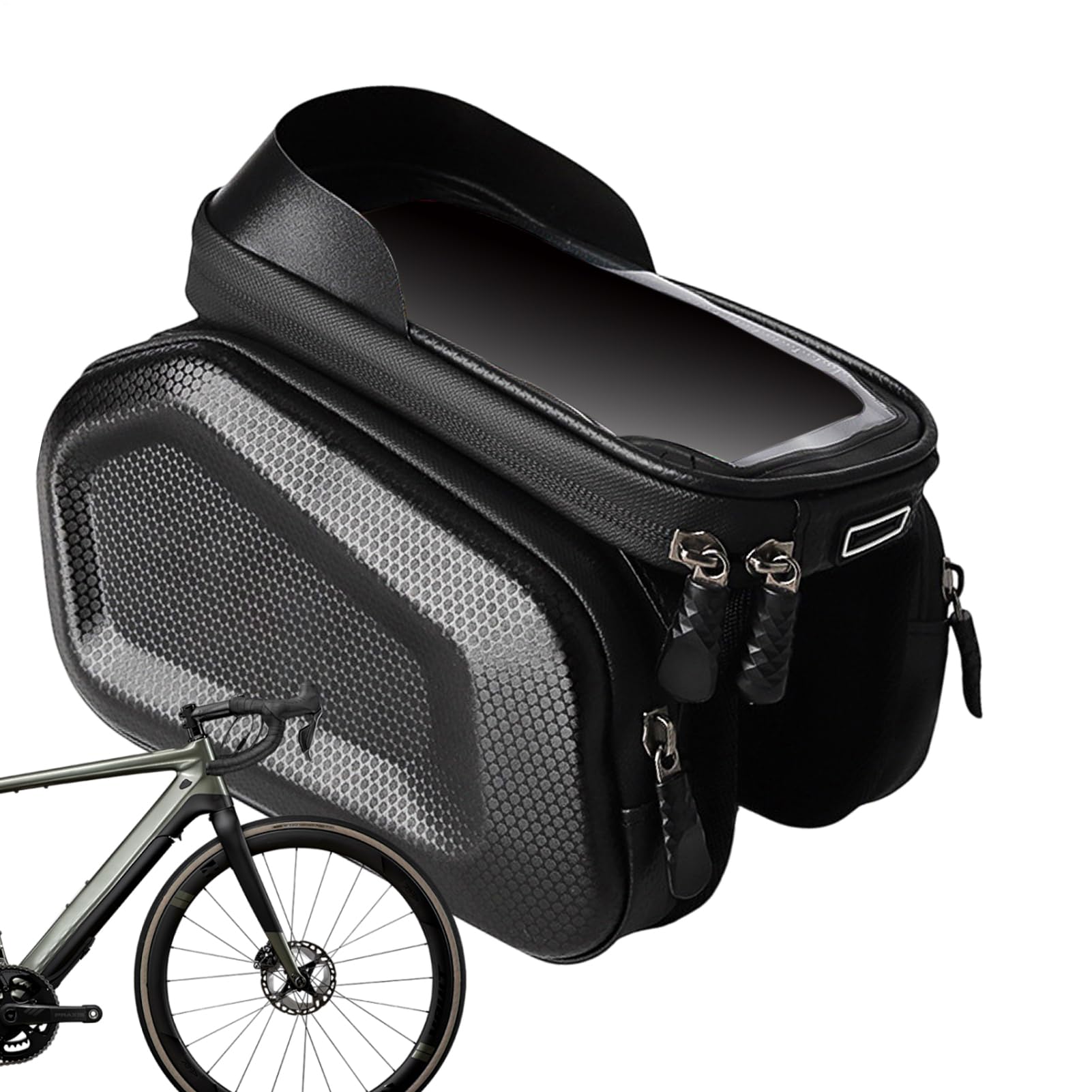 Borsa per biciclette a tubo superiore, supporto per telefono per biciclette - Borsa del telaio anteriore del tubo superiore - Schermo tocco-screen per ciclismo in bici impermeabile con copertura di pi