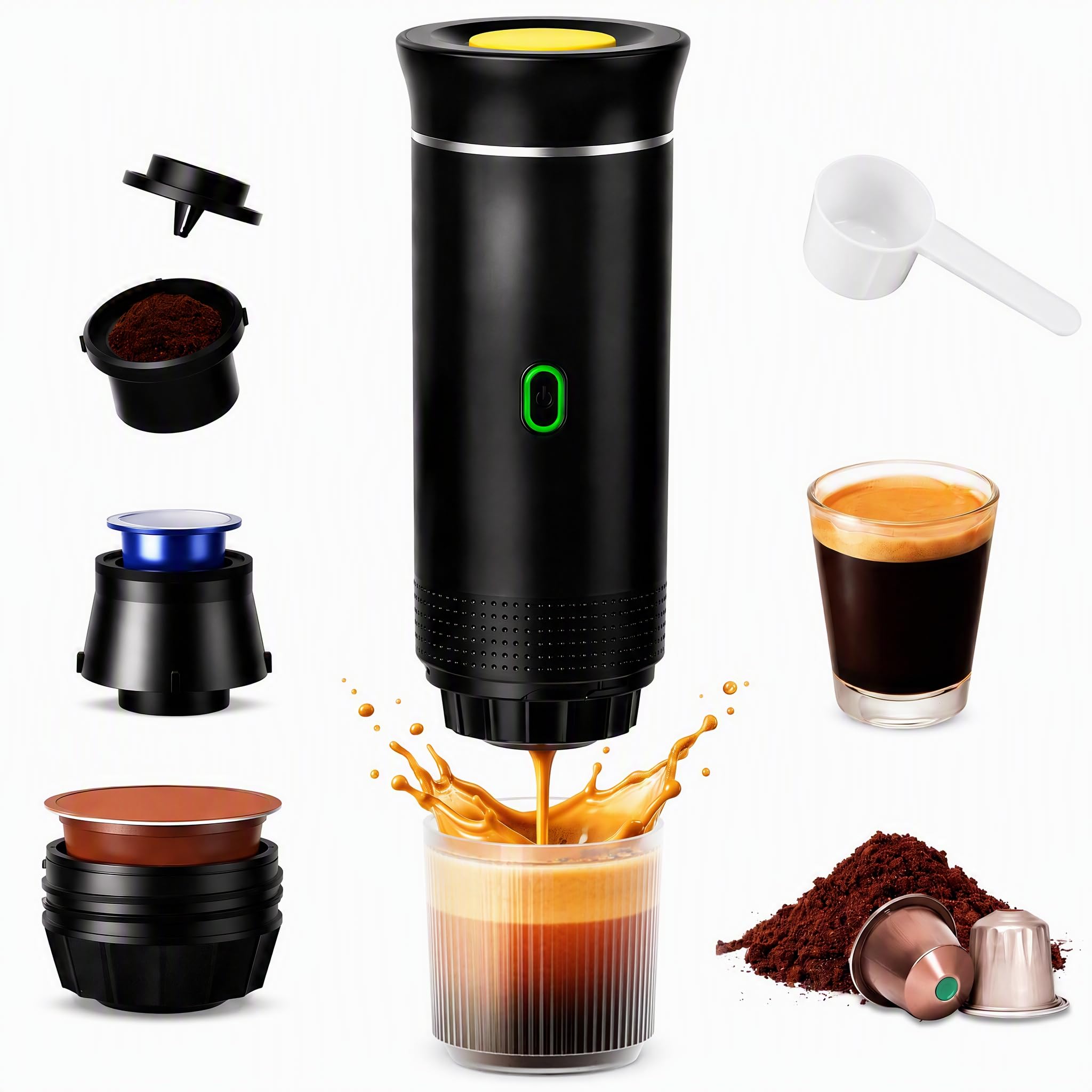 Cafetera Portatil, Cafetera Camping, 3 en 1 Cafetera Portatil Capsulas